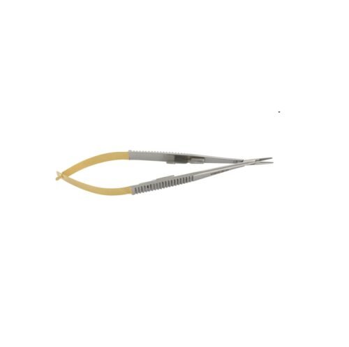 Castroviejo-Needle-Holder-tc-straight Castroviejo Needle Holder Straight TC - Precision needle grasping tool with straight TC tip, durable construction, and ergonomic handle for surgical procedures.