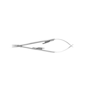Castroviejo Needle Holder with Lock Straight - Precision needle grasping tool with straight tip, locking mechanism, durable construction, and ergonomic handle for surgical procedures.