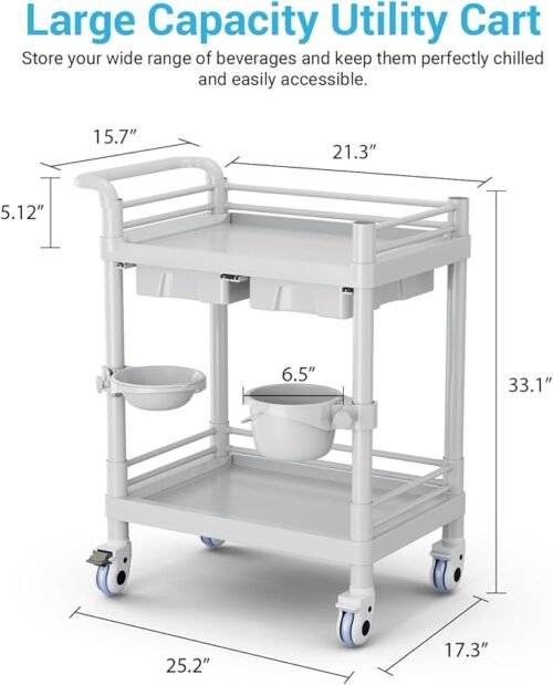 Two shelf Medical Rolling Trolley