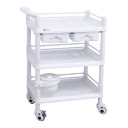 Three shelf plastic trolley
